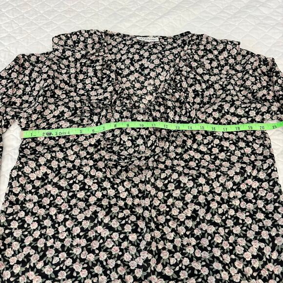 Vintage Ruffle Collar Blouse M Rosettes Dark Romantic Gothic Victorian Style - Picture 6 of 8